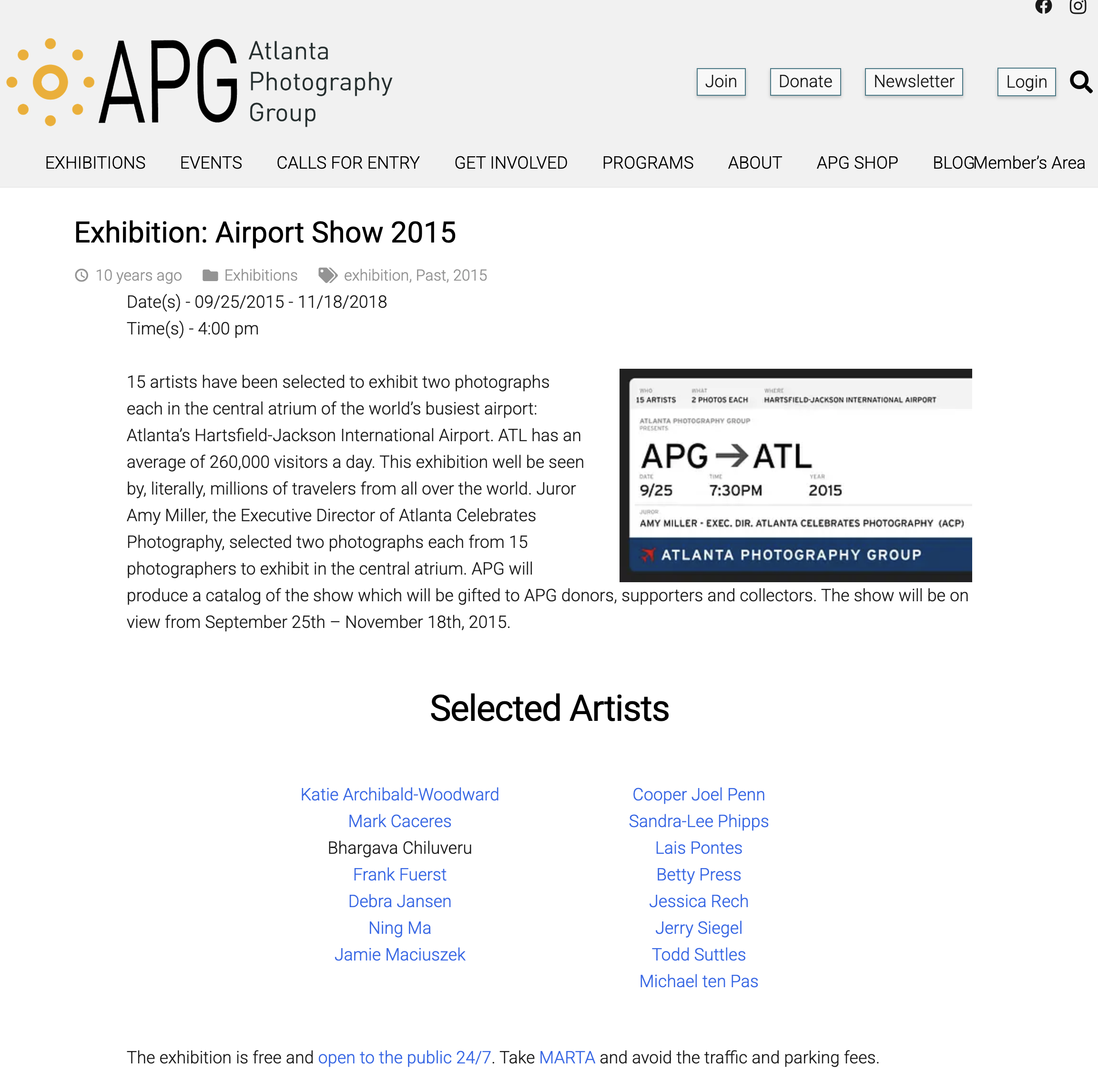 Atlanta Photography Group Juried Group Show - Atlanta Airport Show