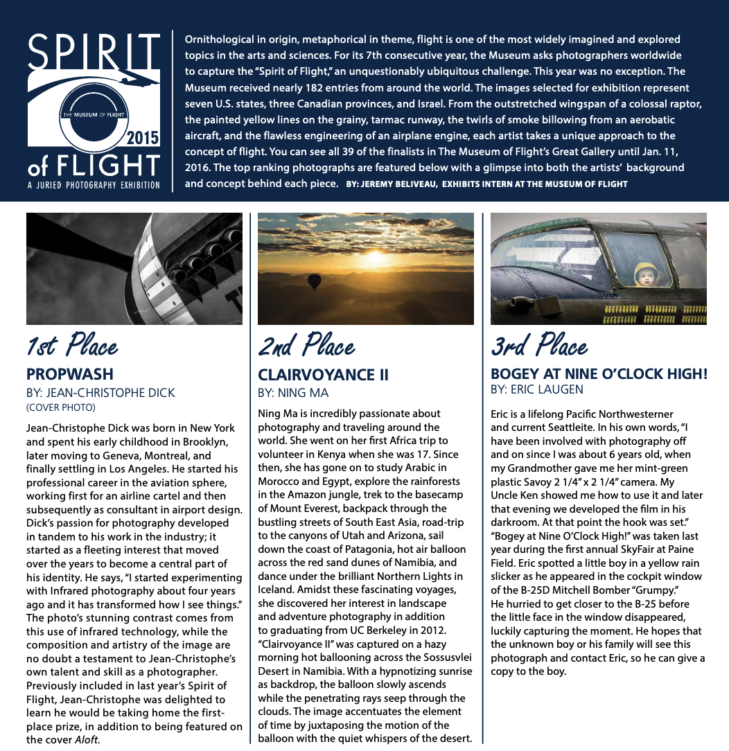 Museum of Flight - Spirit of Flight 2015 Juried Photography Exhibition